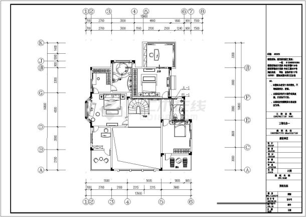 某重庆豪华高尔夫别墅施工图电器水路CAD大样建筑系统图-图二