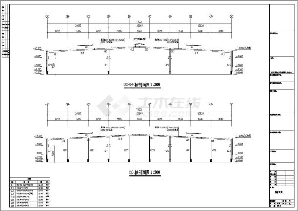 南安市某26米跨单层门式钢架结构木材公司钢结构CAD图-图二