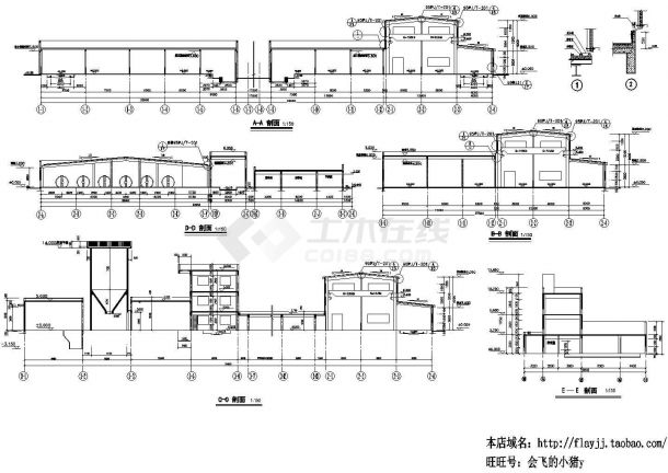 单层4790平米轻钢结构墙体材料公司厂房建筑设计CAD施工图-图二