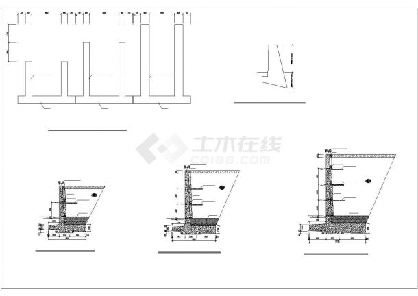 扶壁式钢筋混凝土挡土墙CAD设计图-图二