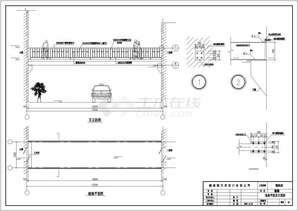 青岛市某钢结构通廊设计施工CAD布置图-图二