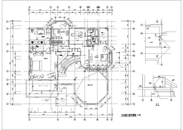 钢结构别墅建筑施工图，共九张-图二
