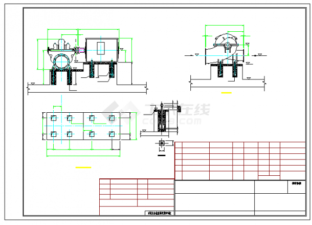 电厂循环水泵房安装cad设计图纸-图一