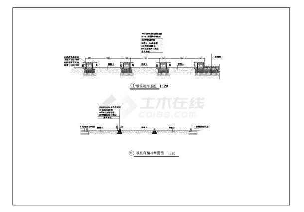 某模纹种植池剖施工参考CAD详图-图一