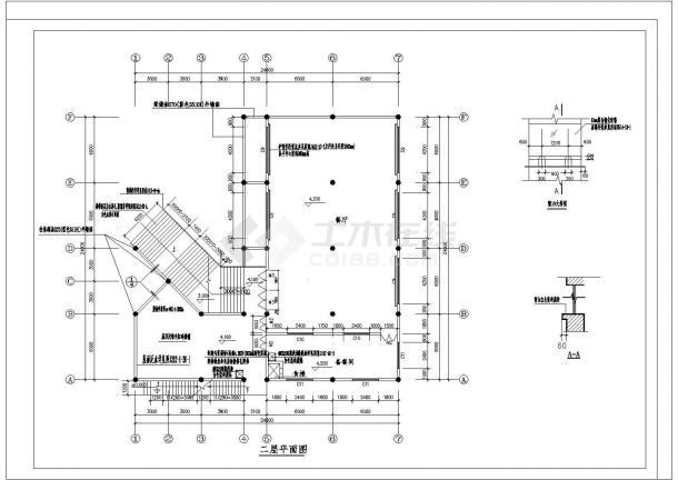 某地2层西磁食堂全套施工设计平面图(含一层平面图，二层平面图)-图一