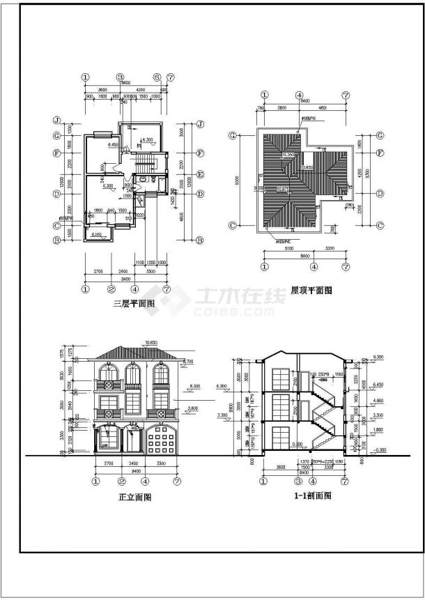 某市郊度假区别墅整体方案设计施工CAD图纸-图二