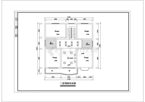 3层：长12.195米 宽11.5米 别墅装修建筑设计施工图-图一