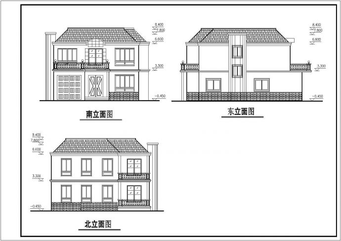 某地区高级小区二层别墅全套方案设计施工CAD图纸_图1