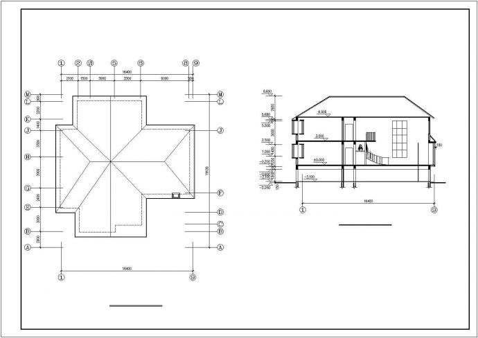 某地区高级二层别墅全套方案设计施工CAD图纸_图1