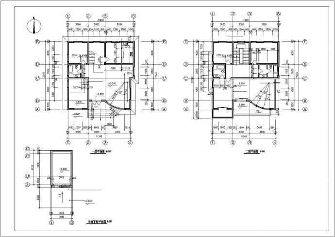 某地区二层坡顶别墅建筑全套方案设计施工CAD图纸_图1