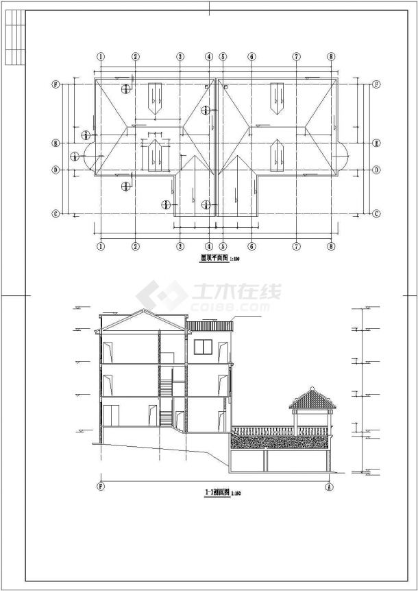 某地区广式别墅建筑方案设计施工CAD图纸-图一