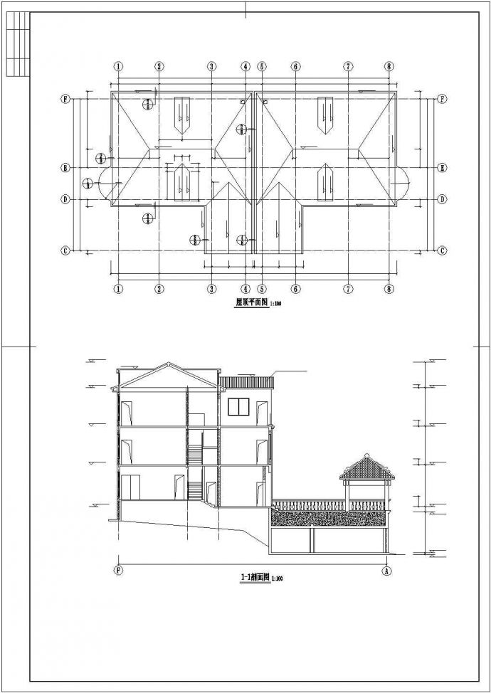 某地区广式别墅建筑方案设计施工CAD图纸_图1