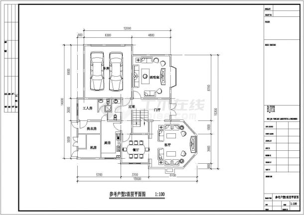 某地区建筑户型方案设计施工CAD图纸-图二
