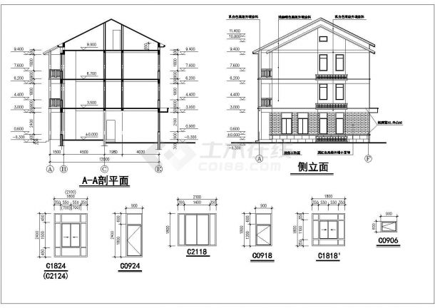 锦州市某村镇450平米3层砖混结构乡村别墅建筑设计CAD图纸（含阁楼）-图一