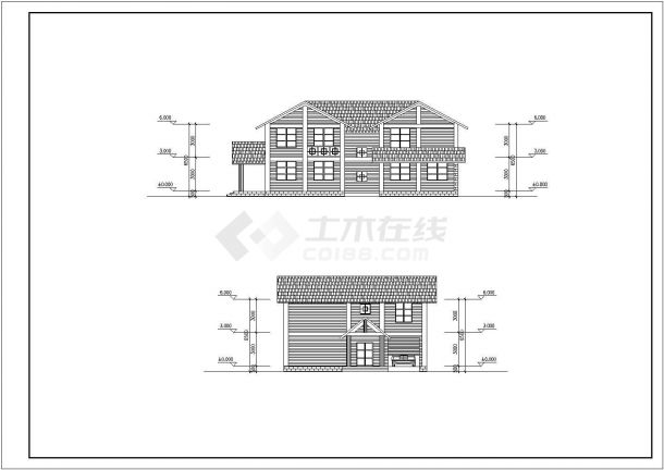 【南通】某学校新型木构别墅全套施工设计方案cad图-图二