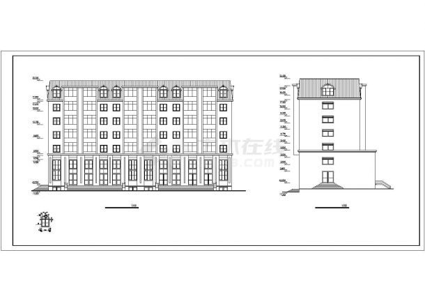 重庆市某家属院6层砖混结构住宅楼建筑设计CAD图纸（含阁楼和地下室）-图一
