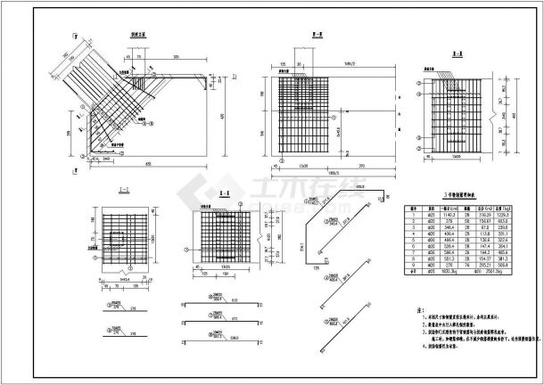 某195米钢管系杆拱CAD大样节点剖面设计图纸-图一