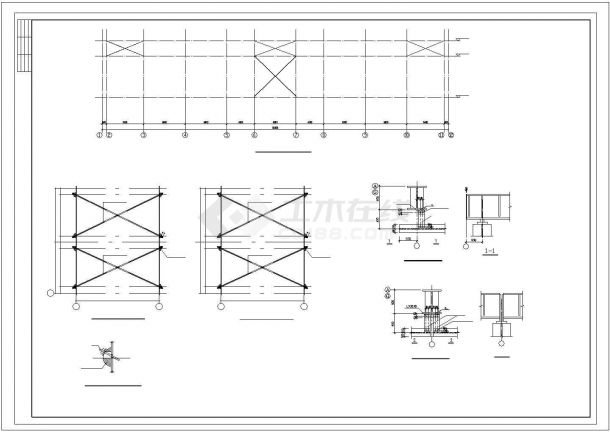 【威海】跨单层轻型钢结构门式刚架结构带吊车厂房结构施工图-图一