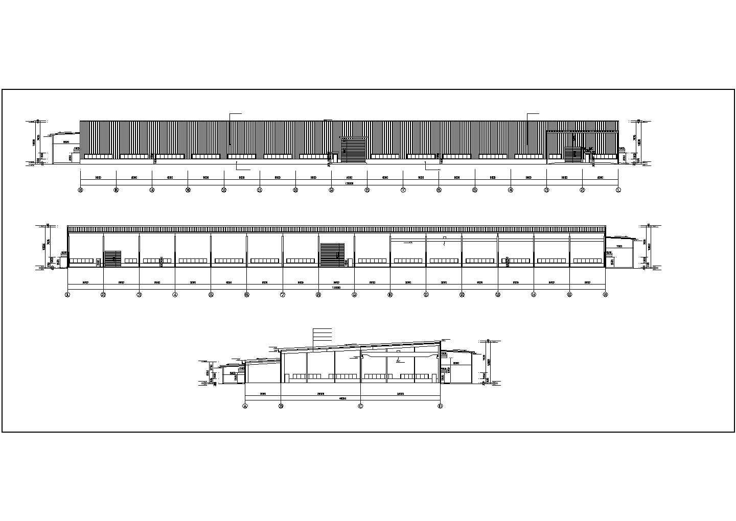 6834.4平米钢结构高强度坚固件生产厂房建筑图（长135米 宽49米）