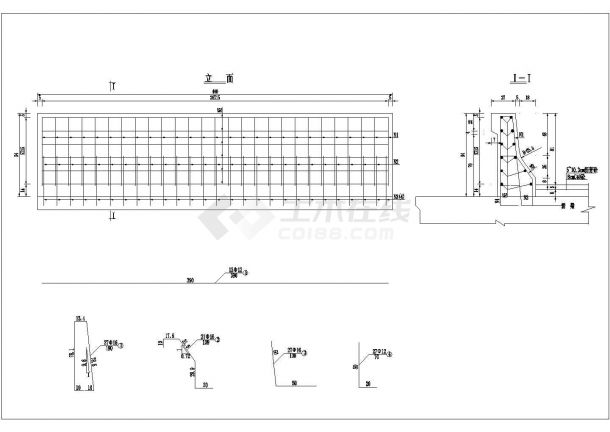 某跨径16+39.6+16m天桥飞鸟拱 81.12米公路Ⅱ级防撞护栏CAD钢筋图-图一