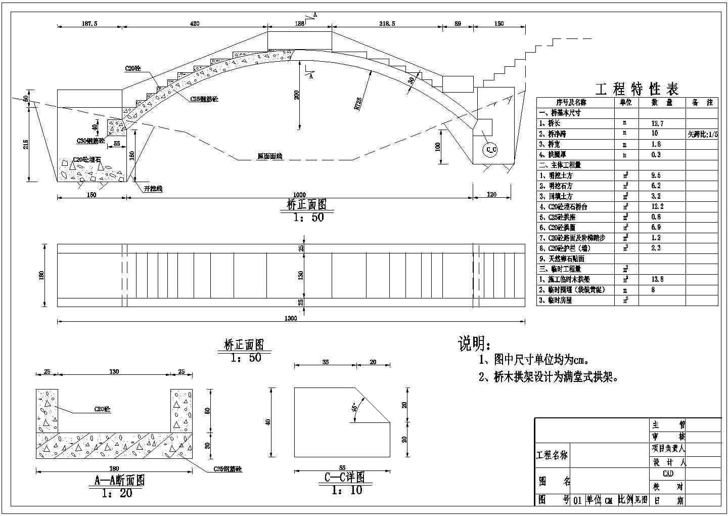 某旅游区单孔石拱桥乌腊坎石拱桥CAD详细施工节点图纸