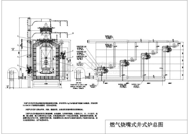 燃气烧嘴式井式炉CAD结构详图-图一