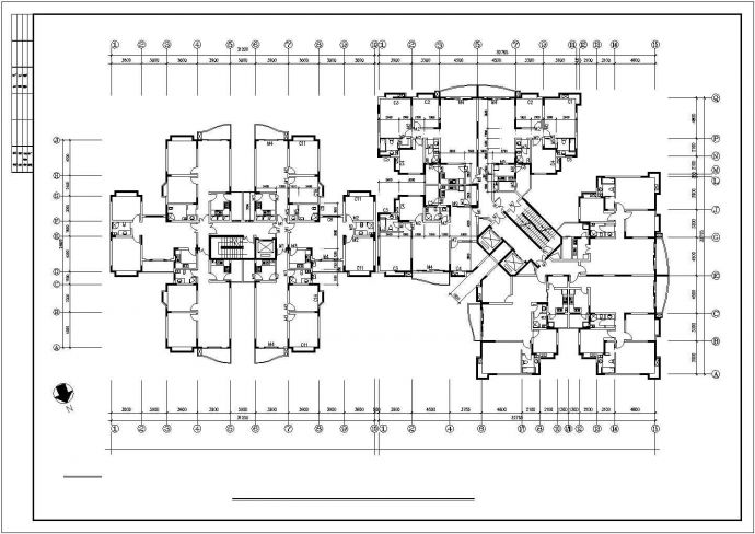 成都市某社区12+19层两栋连体式砖混结构住宅楼平立面设计CAD图纸_图1