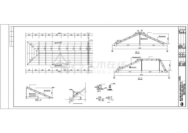 砖混结构钢屋架CAD详图-图一