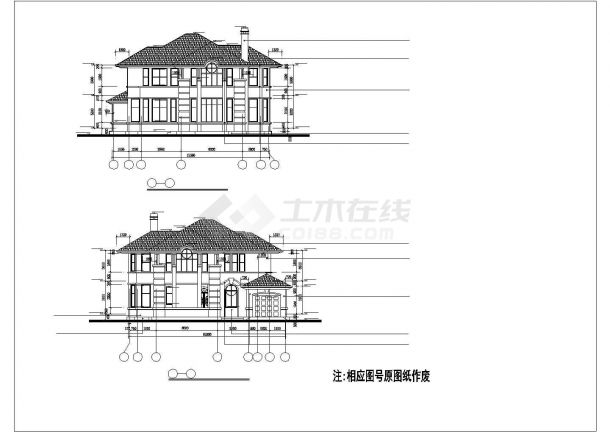 某地区小区别墅建筑全套设计施工CAD图纸-图二
