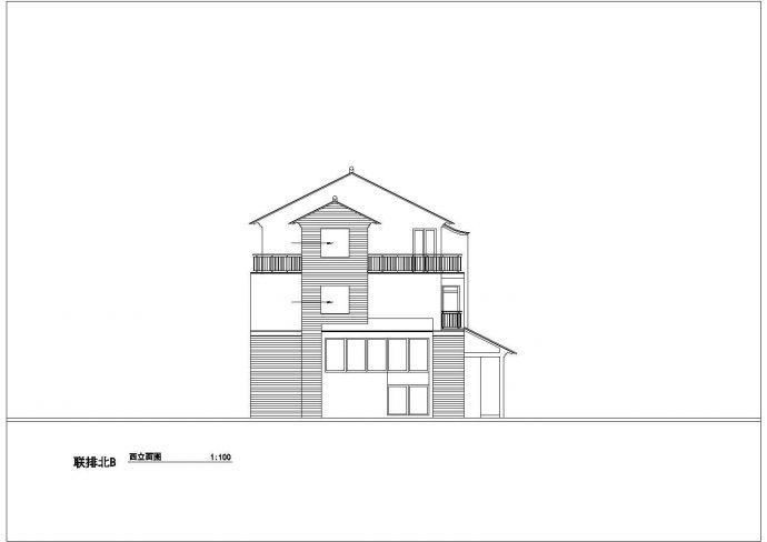某地区高级连排北别墅建筑全套设计施工CAD图纸_图1