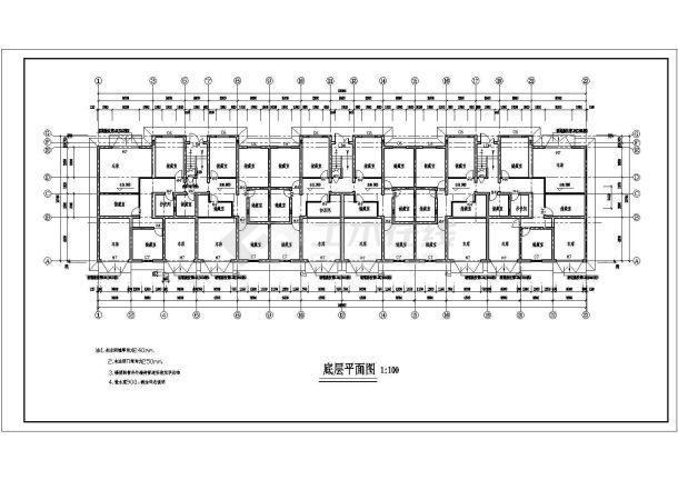 衢州市某小区5层砖混结构住宅楼建筑设计CAD图纸（含阁楼和半地下室）-图一