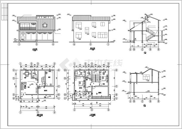 某地区B型别墅建筑全套设计施工CAD图纸-图二