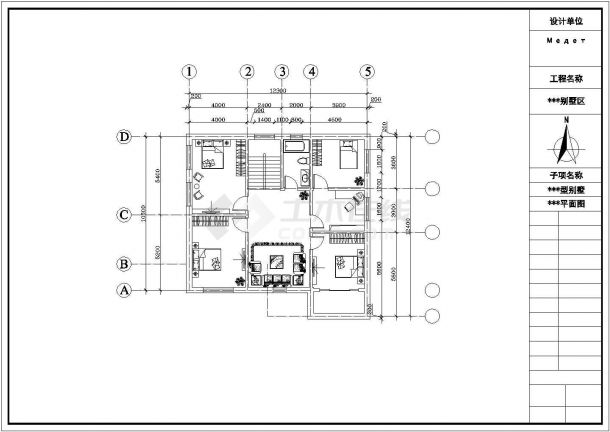 某地区高级别墅建筑户型全套设计施工CAD图纸-图一