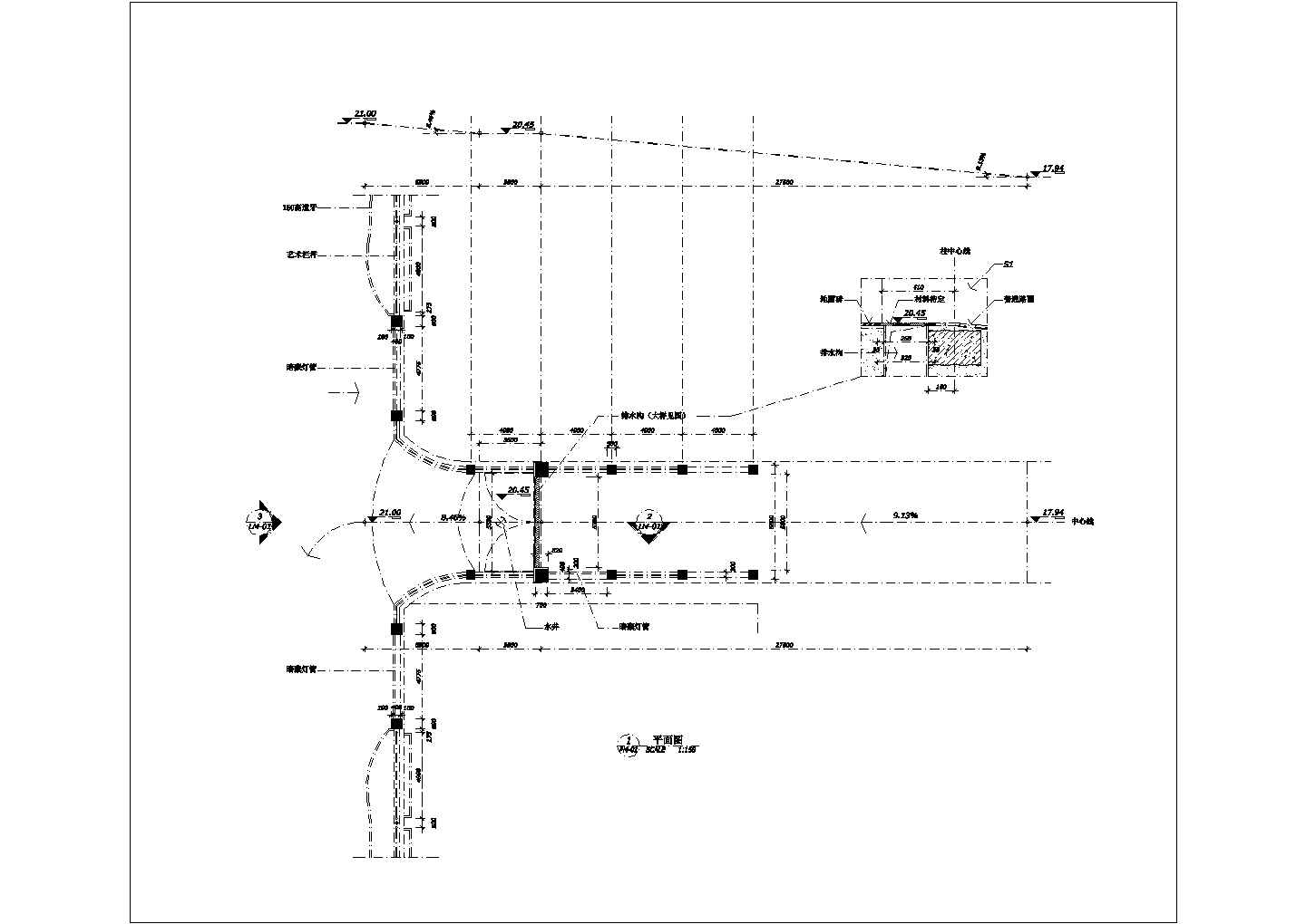 某市中心高级小区大门方案设计施工CAD图纸