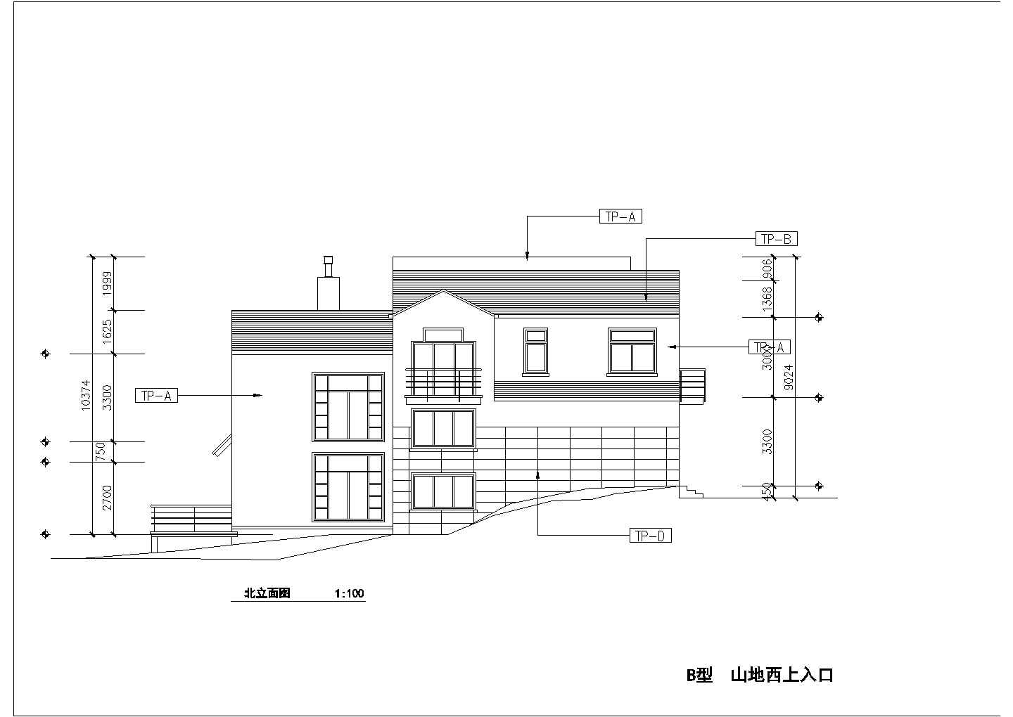 某城市小区山地别墅方案设计施工CAD图纸