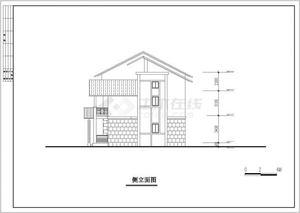 某城市山地别墅住宅方案设计施工CAD图纸-图二