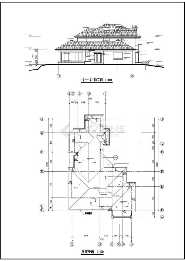 某地区生态园别墅建筑设计施工CAD图纸-图一