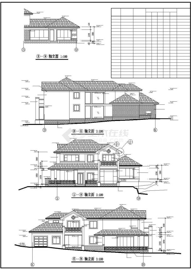 某地区生态园别墅建筑设计施工CAD图纸-图二