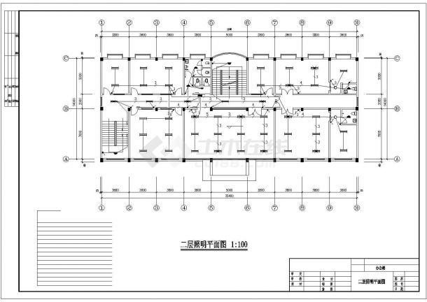五层办公楼电气照明设计方案CAD施工图-图二