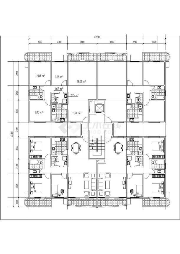 天津市琠成花园小区某高层公寓住宅楼平面设计CAD图纸（共12张）-图二