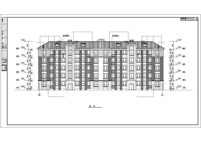 新乡市广汇路某社区5层砖混结构住宅楼建筑设计CAD图纸（含阁楼）_图1
