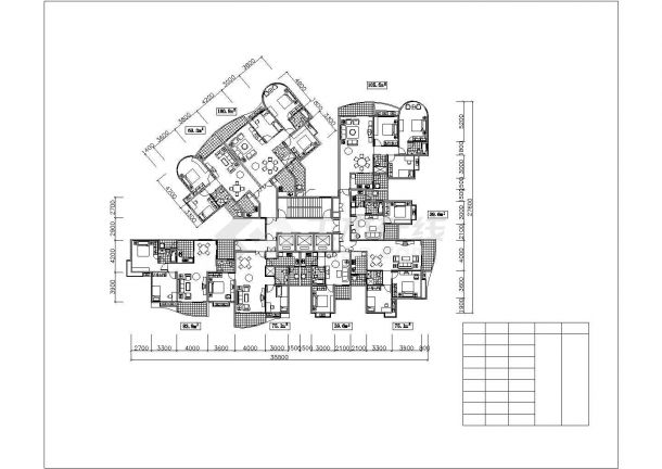武汉市楠鑫花园小区住宅楼的标准层平面设计CAD图纸（7张）-图二