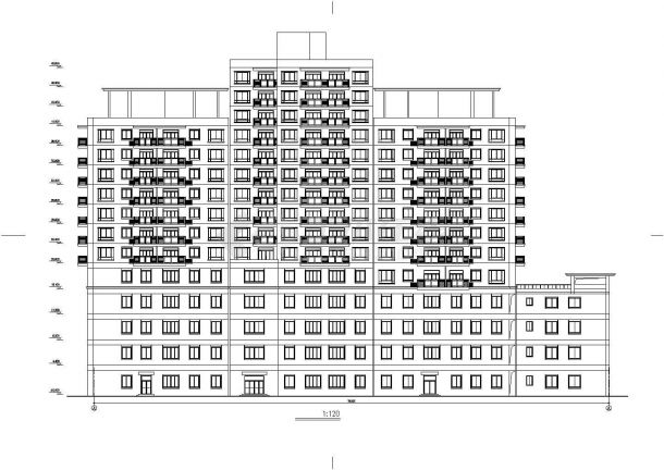 南京市某高档居住区15层框架结构住宅楼建筑设计CAD图纸（含机房层）-图二