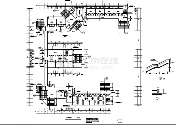 天津某中学教学楼综合楼建筑设计施工cad图纸-图一