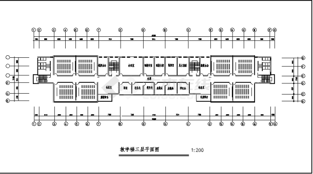 哈尔滨某中学教学楼建筑设计施工cad图纸-图二