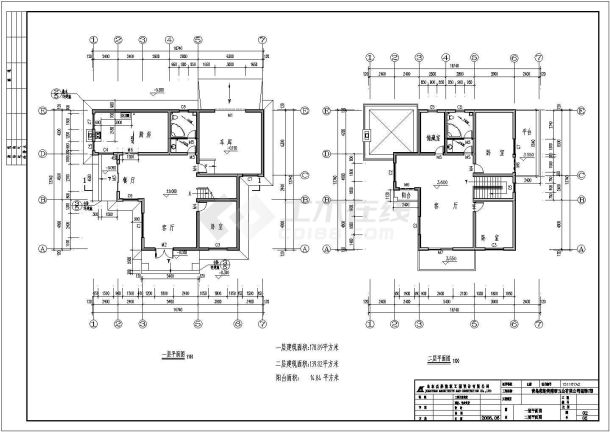 二层别墅楼梯建筑施工设计cad图，共六张-图二