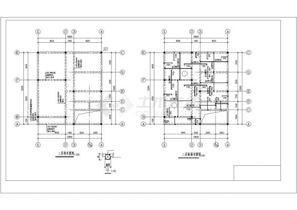 某地区3层砖混农村住宅楼结构CAD图-图二