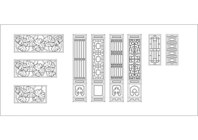 某地区古建筑门窗及花园围墙设计参考CAD图_图1
