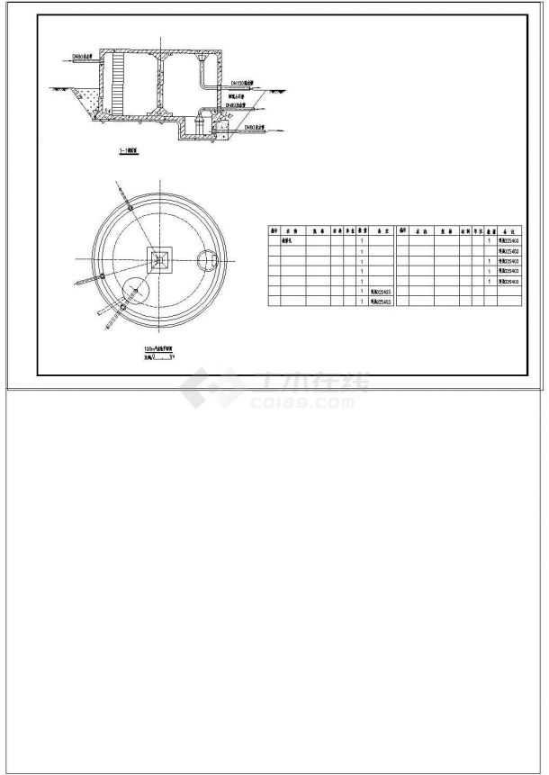 某地区100立方圆形蓄水池设计参考CAD施工图纸-图一