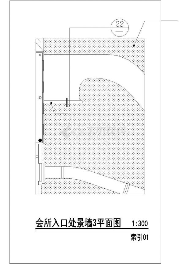 上海市浦东区某高档私人商务会所入口景墙全套设计CAD图纸-图一
